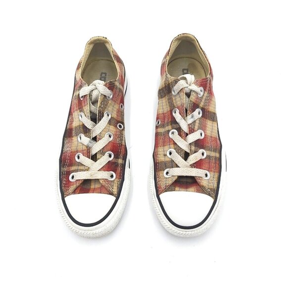 Converse All Star Chuck Taylor Low Top Red - Beige Plaid M3.5 - W5.5 - 22.5cms - Picture 1 of 16